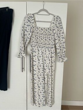 House of Harlow 1960 Cream Maxi Dress with Blue Floral Print